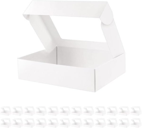 wholesale 10x8x2.5 inches strawberries boxes with window, treat boxes for pie, donuts, cookies, muffins, chocolate, party, valentine's day free samples