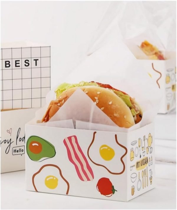 custom mini burger boxes, small food cardboard box used for pary, weddings, picnics, and packaging of cookies, candies and desserts (50, shape) free samples