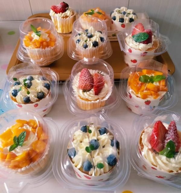 wholesale plastic individual cupcake containers single cupcake carrier with connected airtight dome lid for party free samples
