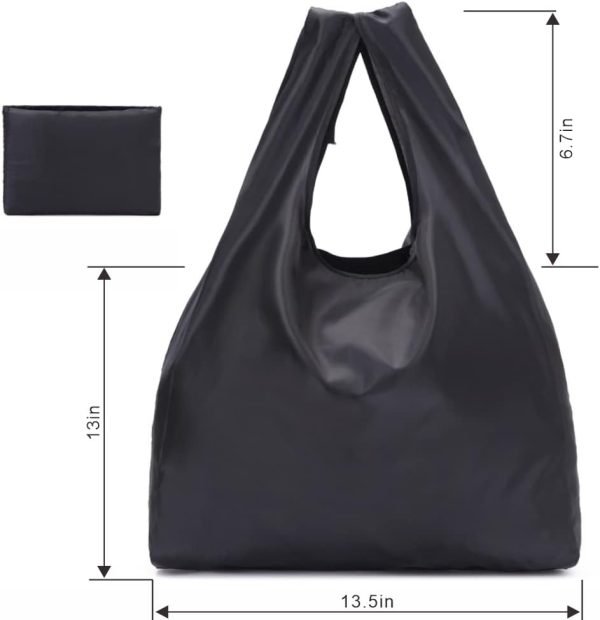 wholesale black washable foldable reusable shopping bags, eco-friendly purse bag fits in pocket holds free samples