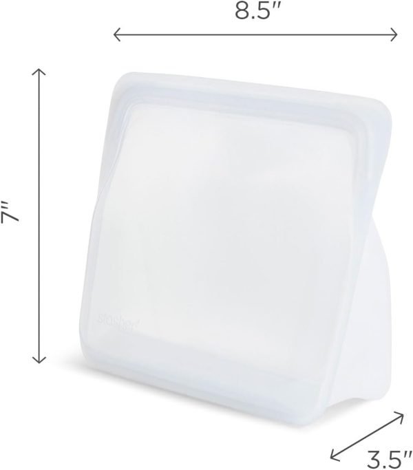 wholesale silicone food grade reusable storage bag, clear (stand-up mid) | reduce single-use plastic | cook, store, sous vide, or freeze | leakproof, dishwasher-safe, eco-friendly | 56 oz free samples