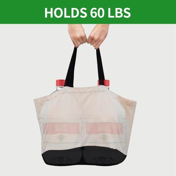 wholesale 8.3 gal foldable large canvas tote bag with handles, 14.6" x 10.2" x 13" holds 60 lbs canvas shopping bags & washable  off white black free samples