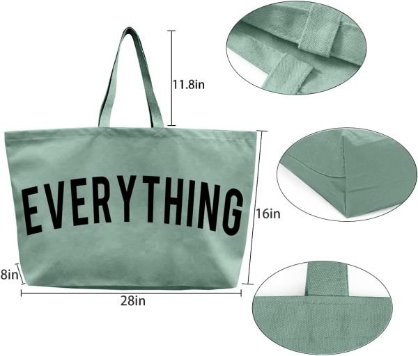 wholesale 28" x 8" x 16" green canvas tote bag - extra large shopping beach totes bags reusable big grocery bag free samples