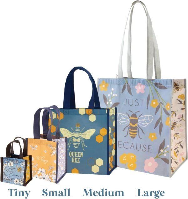 wholesale tote bag and gift bag with handles - perfect for birthday gifts and party bags rpet 1 navy floral small free samples
