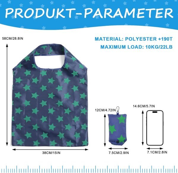 wholesale 3 x 0.5 x 6 inches grocery bags with hook, eco-friendly travel recycle shopping bags in pocket, waterproof and machine washable for daily shopping supplies load free samples