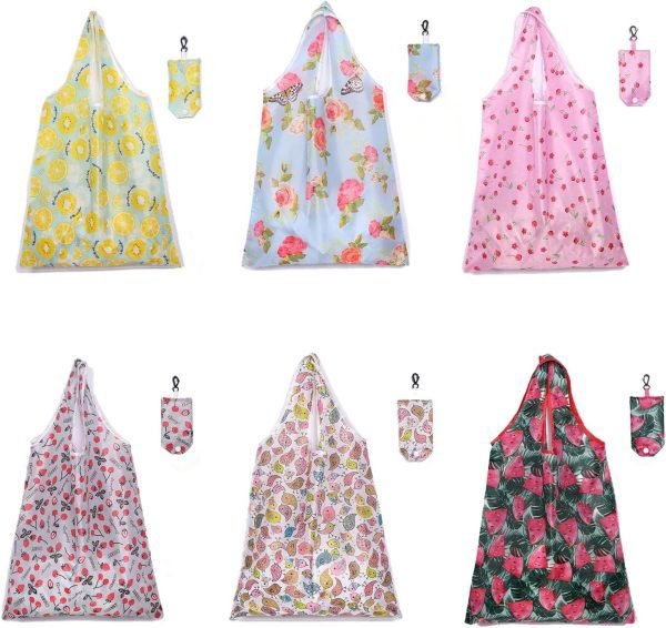 wholesale 14.96x22.83 reusable large grocery bag with pouch tote bags (fruit birds) free samples