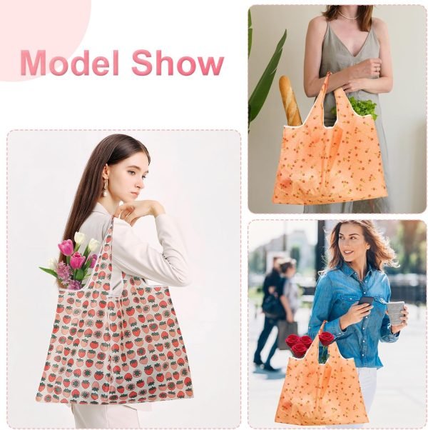 wholesale w14.7" x h13.8" x d3.3" large 50lbs foldable reusable shopping bags kitchen reusable grocery bags washable polyester bags in pocket free samples