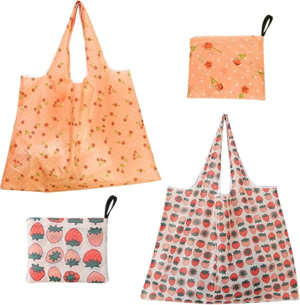 wholesale w14.7" x h13.8" x d3.3" large 50lbs foldable reusable shopping bags kitchen reusable grocery bags washable polyester bags in pocket free samples