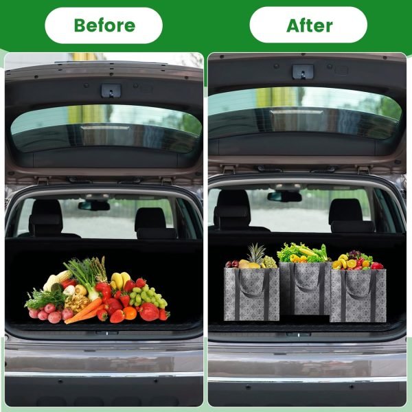 wholesale 14.5 x 10 x 14.5 inches reusable grocery bags 1.68 pounds tote bags for shopping cart with hard bottom to stand upright or foldable, 35 l waterproof shopping bags with sturdy handles for picnic free samples