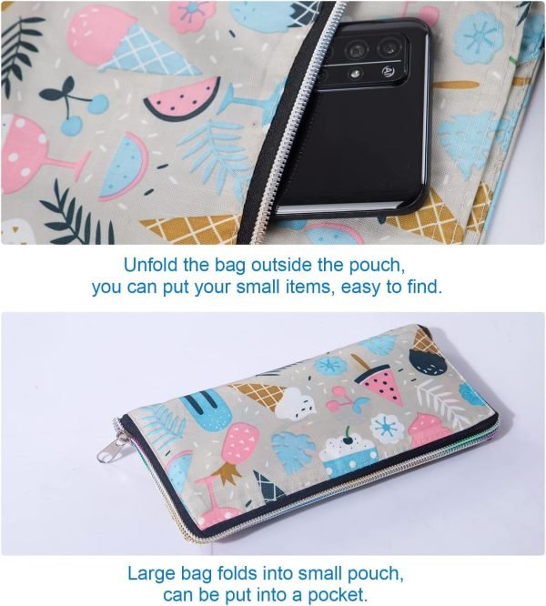 wholesale 13 x 3.9 x 13 inches washable foldable shopping bags waterproof large capacity shopping tote bag lightweight purse bag free samples