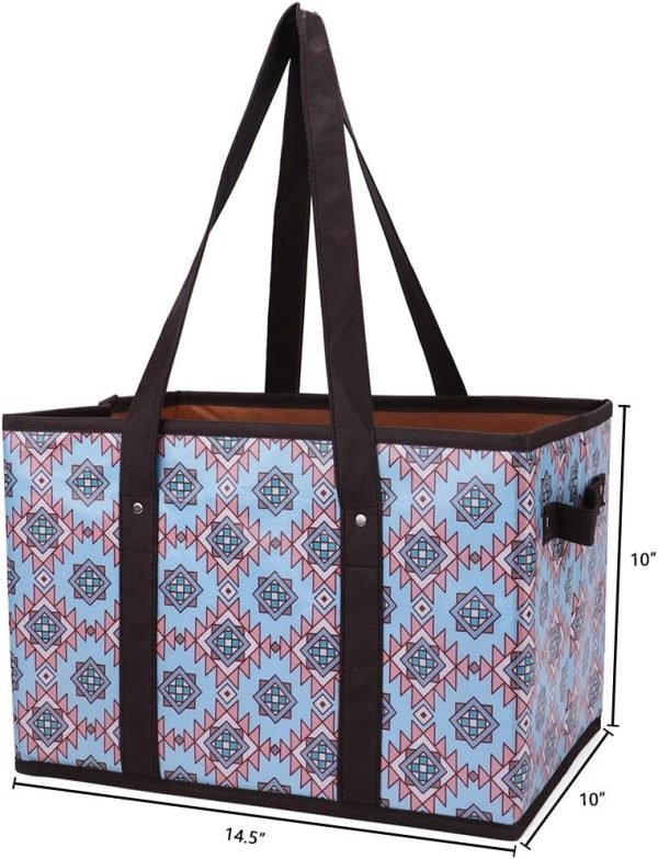 wholesale 19.09 x 12.24 x 3.86 inches reusable grocery bags set durable heavy duty tote bag collapsible grocery shopping box bag with reinforced bottom free samples