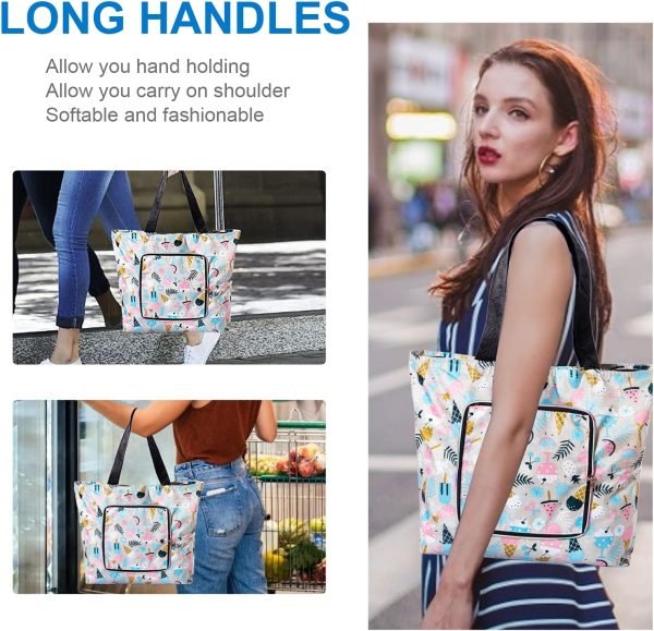 wholesale reusable grocery bags with handles foldable washable shopping bags waterproof large capacity shopping tote bag free samples
