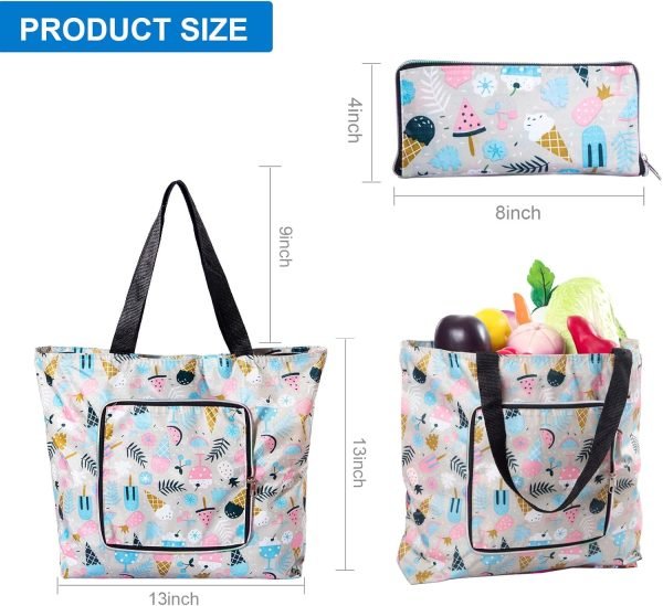 wholesale 13 x 3.9 x 13 inches washable foldable shopping bags waterproof large capacity shopping tote bag lightweight purse bag free samples