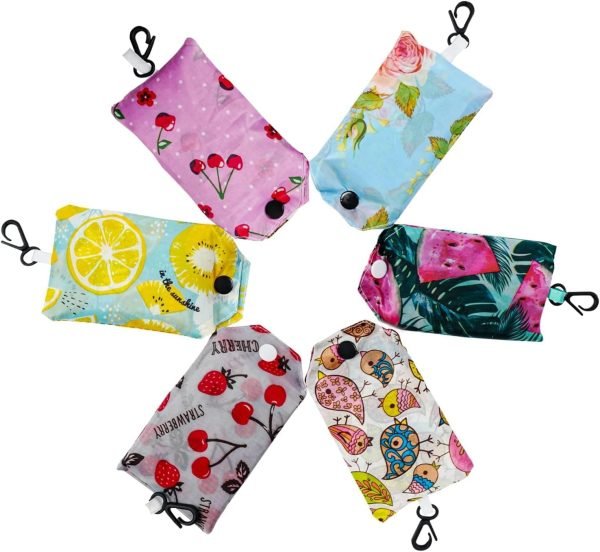 wholesale 14.96x22.83 reusable large grocery bag with pouch tote bags (fruit birds) free samples