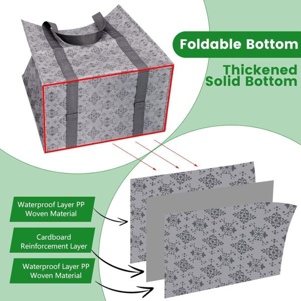 wholesale 14.5 x 10 x 14.5 inches reusable grocery bags 1.68 pounds tote bags for shopping cart with hard bottom to stand upright or foldable, 35 l waterproof shopping bags with sturdy handles for picnic free samples