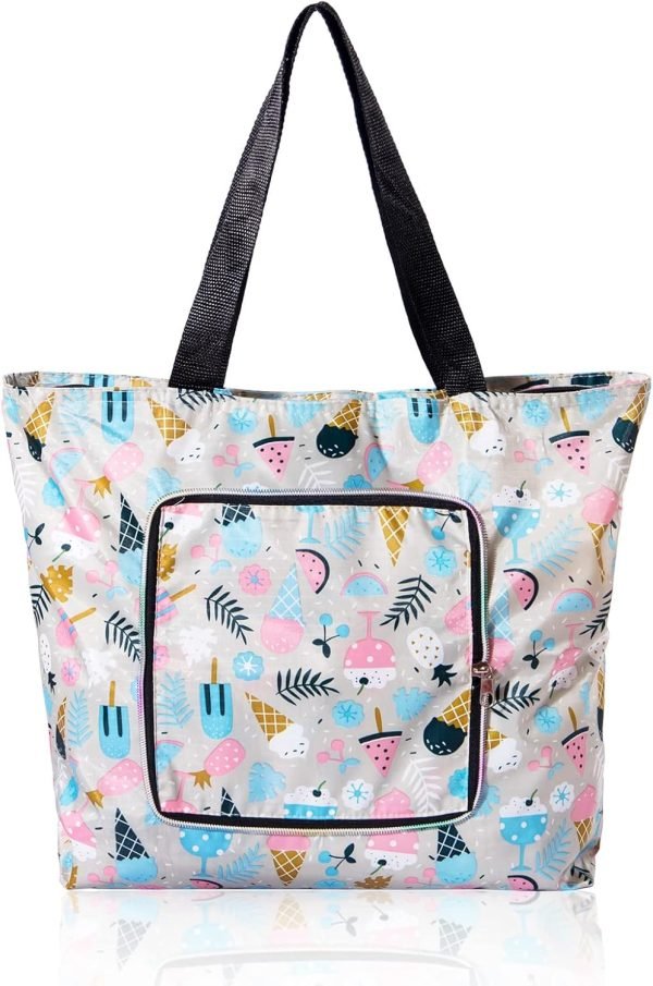 wholesale 13 x 3.9 x 13 inches washable foldable shopping bags waterproof large capacity shopping tote bag lightweight purse bag free samples