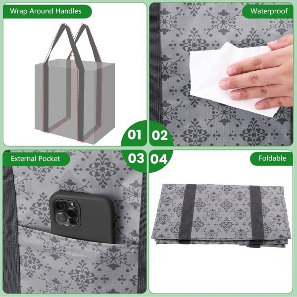 wholesale 14.5 x 10 x 14.5 inches reusable grocery bags 1.68 pounds tote bags for shopping cart with hard bottom to stand upright or foldable, 35 l waterproof shopping bags with sturdy handles for picnic free samples