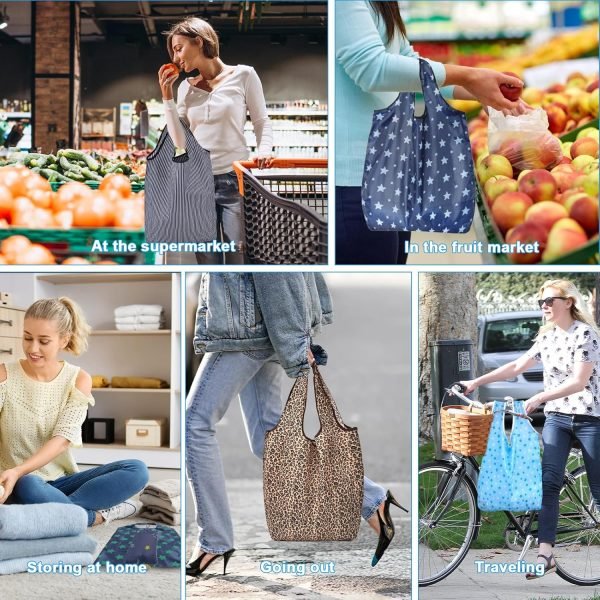 wholesale 3 x 0.5 x 6 inches grocery bags with hook, eco-friendly travel recycle shopping bags in pocket, waterproof and machine washable for daily shopping supplies load free samples