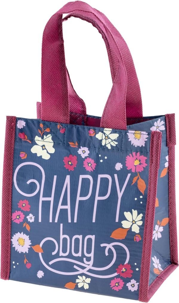 wholesale tote bag and gift bag with handles - perfect for birthday gifts and party bags rpet 1 navy floral small free samples