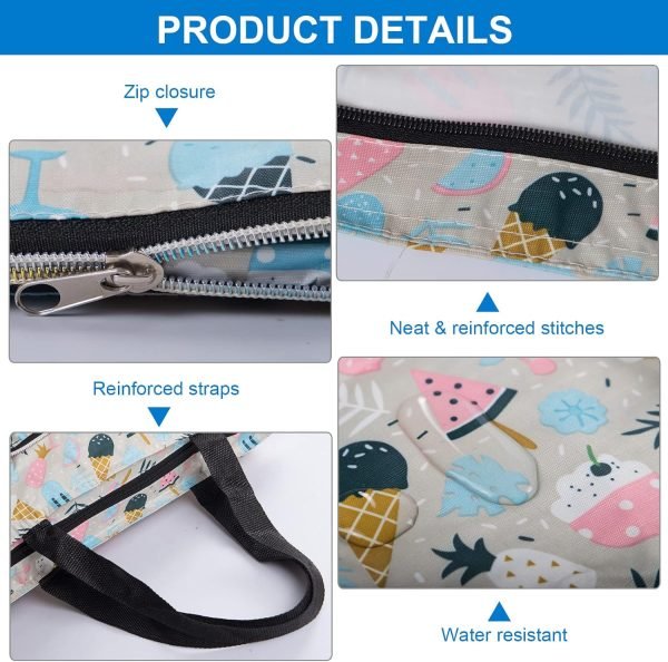 wholesale 13 x 3.9 x 13 inches washable foldable shopping bags waterproof large capacity shopping tote bag lightweight purse bag free samples