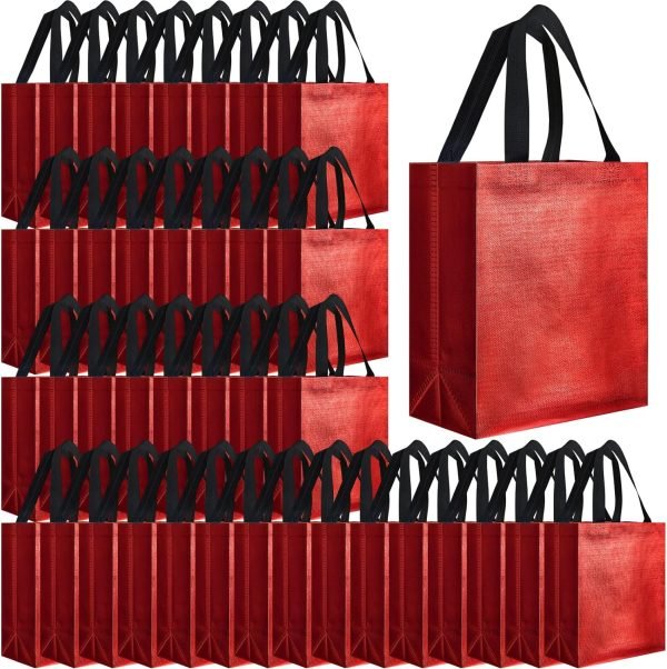 wholesale 10 x 8 x 4.7 inch glossy reusable tote bags with handles grocery bags for wedding, bachelorette party, christmas free samples
