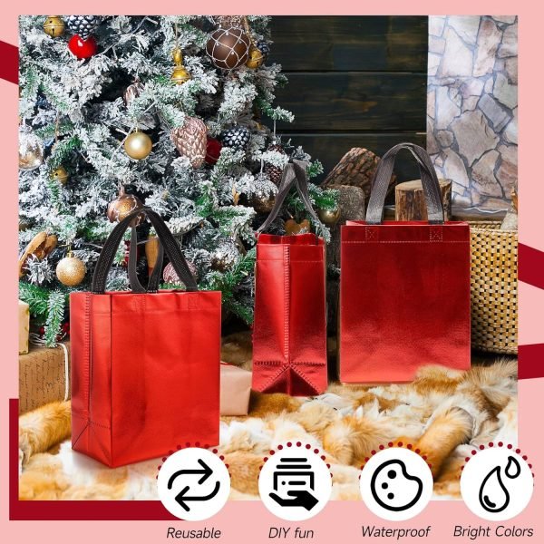 wholesale 10 x 8 x 4.7 inch glossy reusable tote bags with handles grocery bags for wedding, bachelorette party, christmas free samples