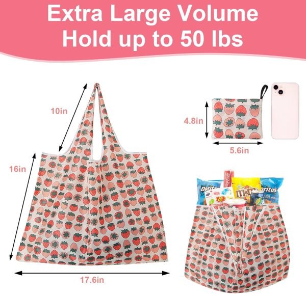 wholesale w14.7" x h13.8" x d3.3" large 50lbs foldable reusable shopping bags kitchen reusable grocery bags washable polyester bags in pocket free samples