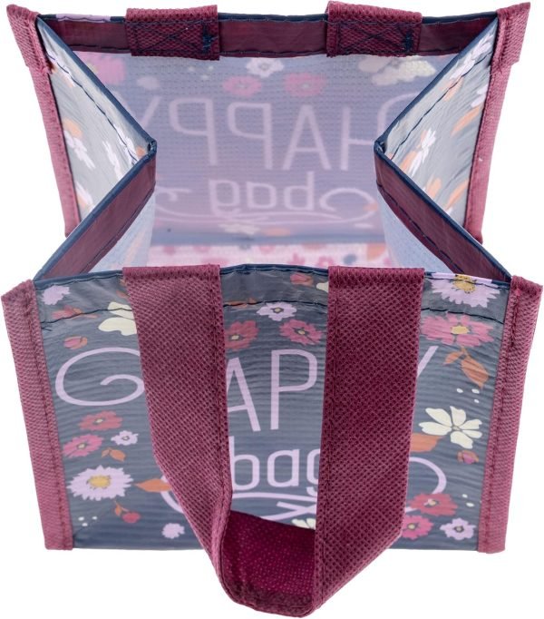 wholesale tote bag and gift bag with handles - perfect for birthday gifts and party bags rpet 1 navy floral small free samples
