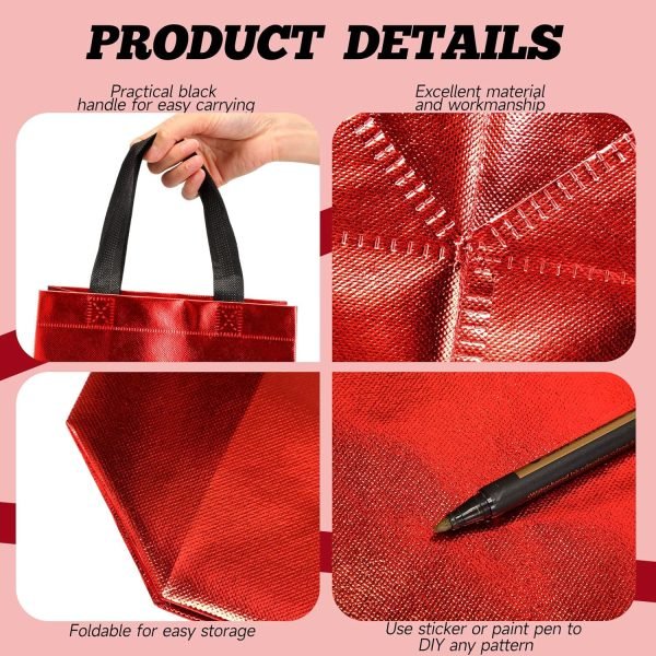 wholesale 10 x 8 x 4.7 inch glossy reusable tote bags with handles grocery bags for wedding, bachelorette party, christmas free samples