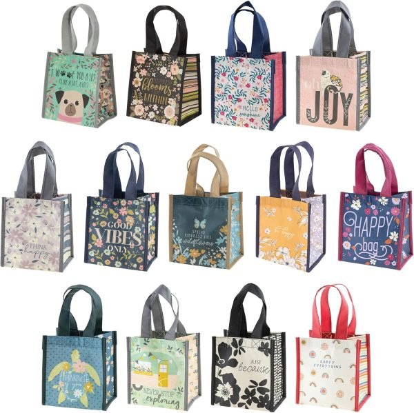wholesale tote bag and gift bag with handles - perfect for birthday gifts and party bags rpet 1 navy floral small free samples