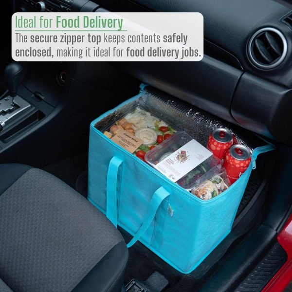wholesale 15.7” w x 12.6” h x 8.7” d insulated grocery bags for food delivery, collapsible cooler, reusable shopping bags for groceries with zipper, foldable, heavy-duty, stands upright free samples