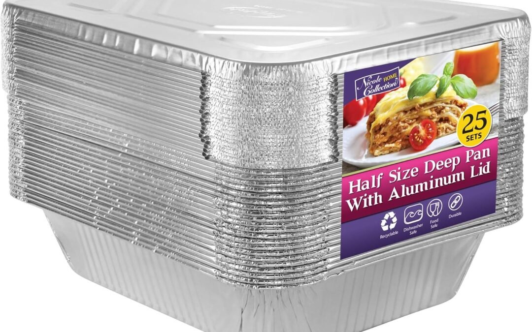 Wholesale OEM ODM Nicole Home Collection Aluminum Pans With Lids Half Size 9×13 Extra Heavy Duty, Disposable Foil Pans For Baking (25 Sets) Factory & Supplier