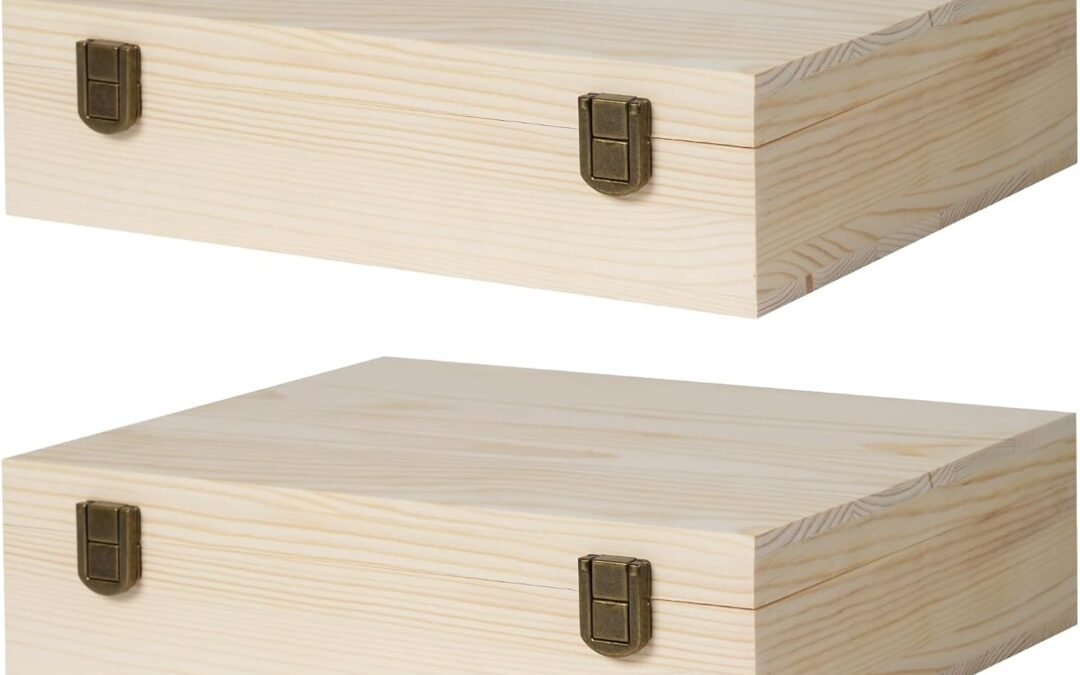 Wholesale OEM ODM 2 Pack Unfinished Wooden Box with Lid Small Wood Boxes(12 x 9X 3.1 inch) Natural Pine Wooden Box for Crafts,Wooden Gift Boxes,Memory Keepsake Jewelry Boxes Decor Storage Factory & Supplier
