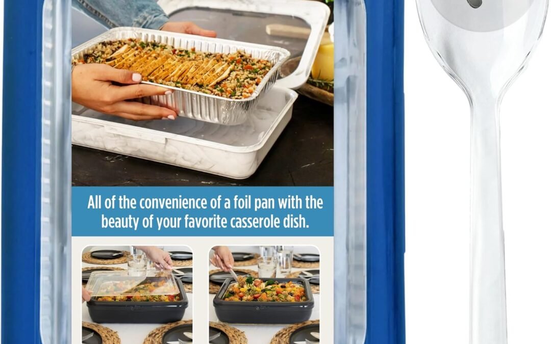 Wholesale OEM ODM Fancy Panz, Serving Tray for Food, Made in the USA Foil Pan Carrier, Stackable Aluminum Pan Holders, 9x13x2 Travel Casserole Carrier, Denim Blue Factory & Supplier