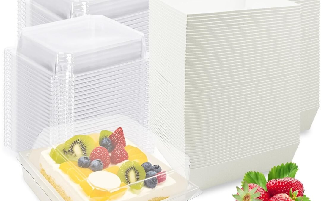 OEM 100 Pack Small Charcuterie Boxes with Clear Lids, 5 Inch White Disposable Square Paper Bakery Dessert Sandwich Box Mini to Go Food Containers for Cookie, Sushi, Cake Slice, Muffins Factory