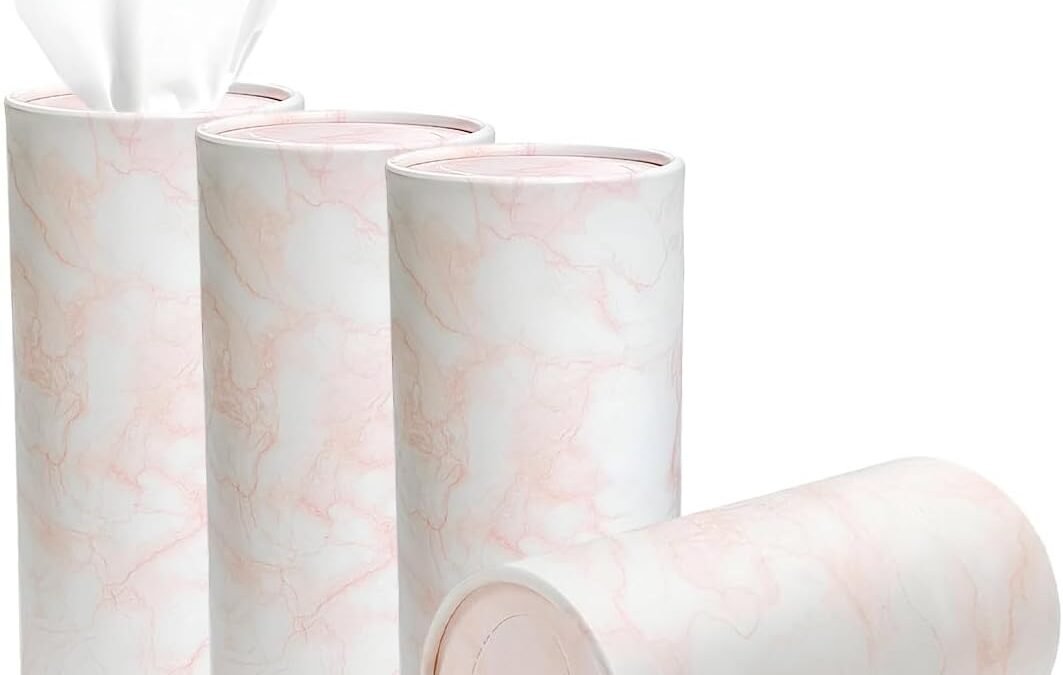 Wholesale OEM ODM 4PCS Car Tissue Holder, Car Cup Holder Convenient Travel Tissue Tube Box with Facial Tissues, Portable Round Tissues Holder Paper Towel Cylinder for Car Home Office (Marble Pink) Factory & Supplier