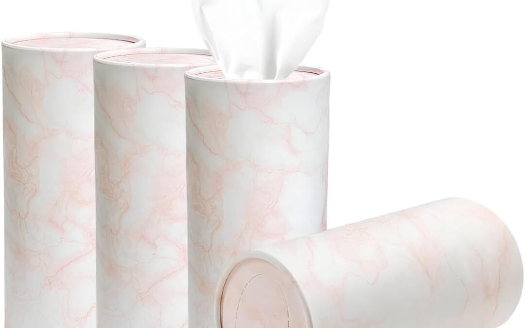 Wholesale OEM ODM 4 PCS Car Tissues Holder, Car Cup Holder Refillable Travel Tissues Tube with Facial Tissues, Portable Cylinder Round Tissue Boxes Container Decor for Car Office Home (Marble Pink) Factory & Supplier