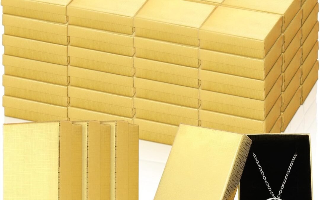 OEM Tenceur 100 Pcs Jewelry Gift Boxes Bulk Kraft Jewelry Cardboard Boxes for Necklace Earring Bracelet Storage Package Display(Gold,3.2x2x1.2in) Factory