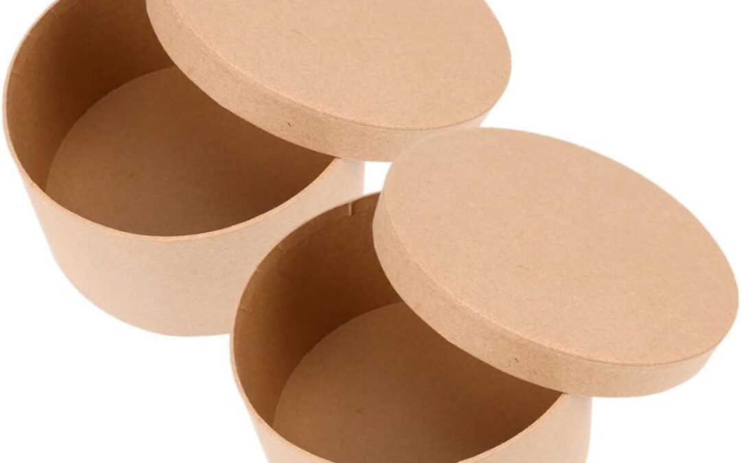 OEM 2pcs Round Kraft Paper Boxes with Lids for DIY Crafts Painting and Storage for Treats Cookies and Presentation Factory