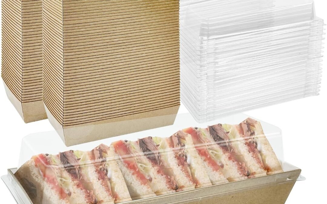 OEM 100 Pack Paper Charcuterie Boxes with Clear Lids, Disposable Kraft Sandwich Boxes Food Containers for Bakery, Desserts, Sushi, Strawberries, Cookies, Cookies, Hamburgers (Brown) Factory