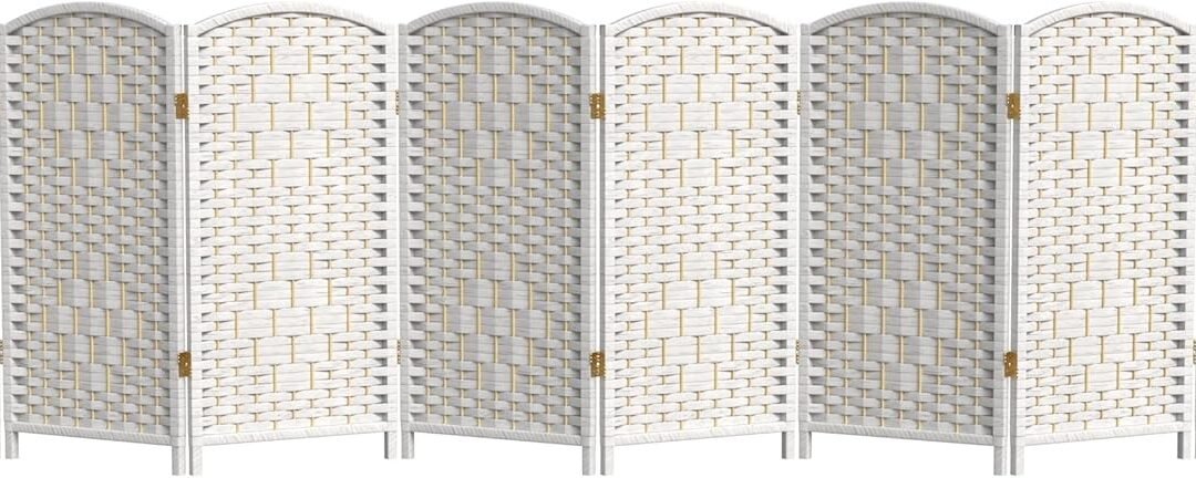 Wholesale OEM ODM Red Lantern 3 ft. Short Diamond Weave Fiber Folding Screen – White – 8 Panel Factory & Supplier