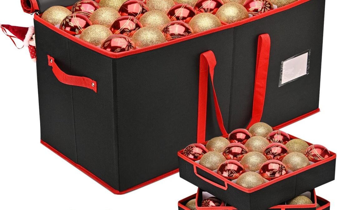 OEM Mrrihand Christmas Ornament Storage Box, Ornament Storage Container with 8 Trays-Xmas Decoration Organizer Keeps 128 Holiday Ornaments 3-Inch, Dual Zipper Closure, 600D Tear-Proof(Black) Factory