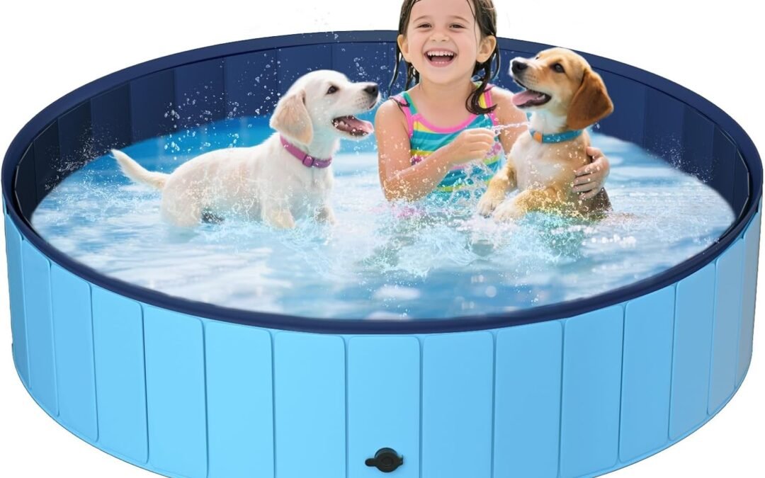 OEM UCCY Foldable Dog Pool for Large Dogs Hard Plastic Kiddie Swimming Pool Non-Slip Portable Dog Bathtubs Collapsible Multi-Use Whelping Box Ball Pit Outdoor Pool for Backyard Duck Pond Blue XL-63″x12″ Factory