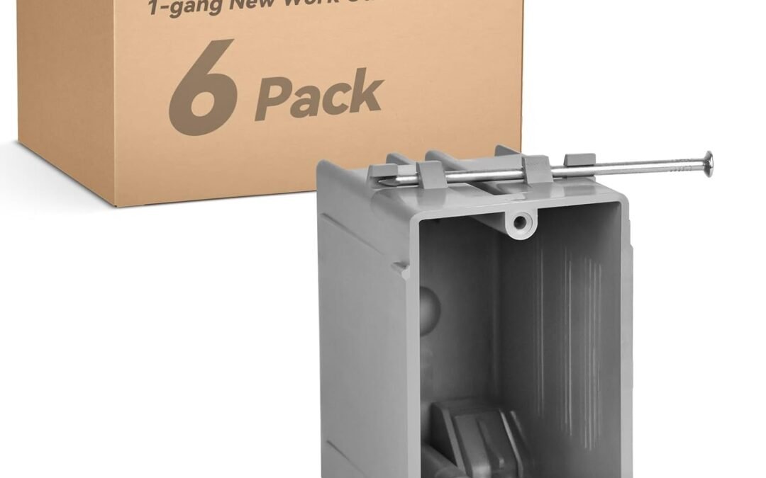 OEM 1-Gang New Work Outlet Box, PVC Electrical Box for Switch, GFCI, Dimmer, 22 Cubic Inch, UL Listed, 6 Pack Factory
