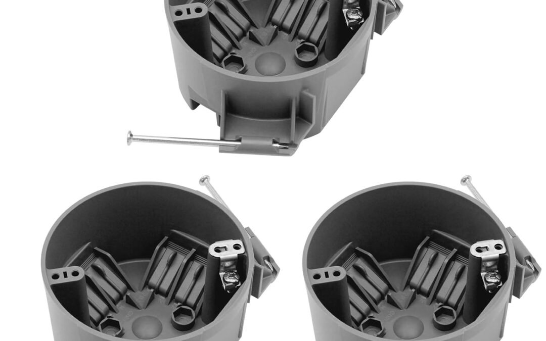 OEM 1-Gang Thermoplastic New Work Round Electrical Box,20Cu.in 4″ Dia Outlet Box with Grounding Lug and Screw, ETL Listed(3 Pack). Factory
