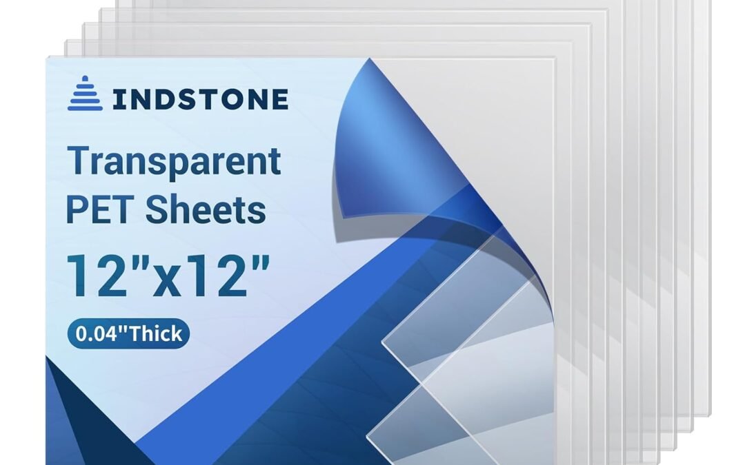 OEM 10 Pack 12”x12” x0.04” Clear PET/Plexiglass Sheet, INDSTONE Transparent Flexible Plastic Sheet 12×12, Clear Plastic Sheet for Crafts, Picture Frames, Painting, Sign Blank Factory
