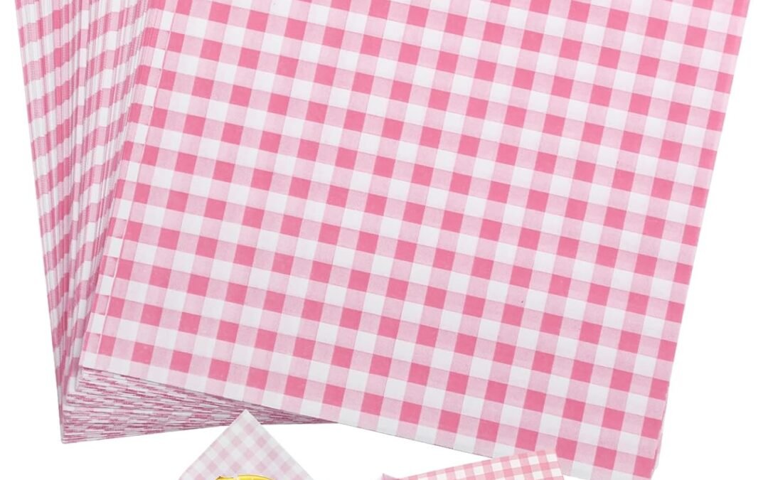 OEM 100 PCS Checkered Waxed Deli Paper Sheets 7 * 7 Inch, Food-grade Greaseproof Paper Food Basket Liners for Sandwiches, Burgers, Fries Wrapping for Party, Festival and Outdoors – Pink Factory