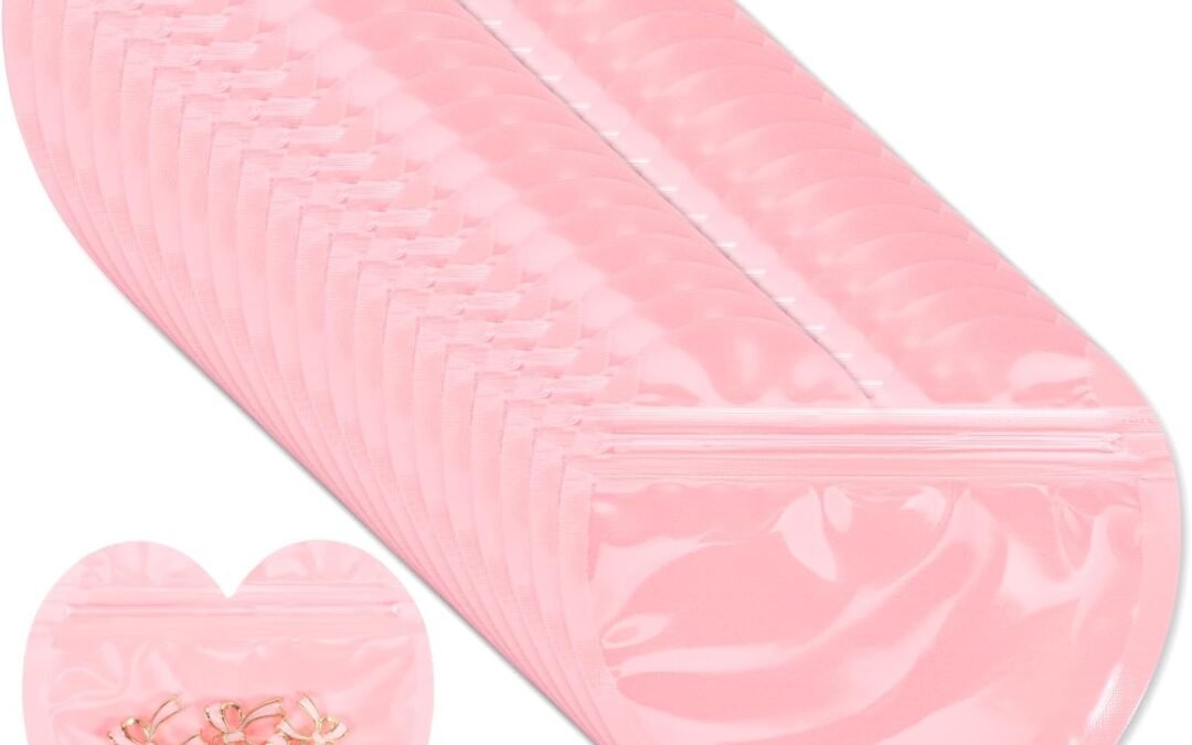 OEM 100 PCS Pink Heart-Shaped Mylar Bags, 4″× 4″ Heart-Shaped Jewelry Bags, Clear & Resealable Zip lock Packaging Bag for Small Business Essentials Supplies for Earring, Jewelry, Small Trinkets Factory