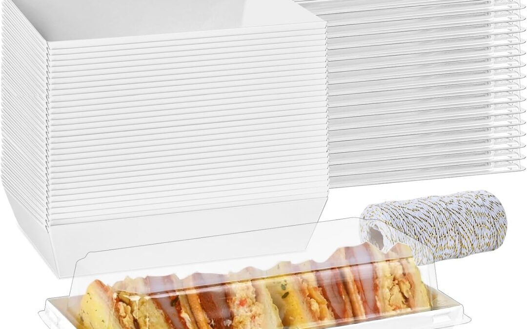 OEM 100 Pack Charcuterie Boxes with Clear Lids, 7.5 Inch Small Paper Charcuterie Boxes To Go Treat Containers for Desserts, Cookies, Sandwich, Pastry, Strawberries and Cupcakes (White) Factory