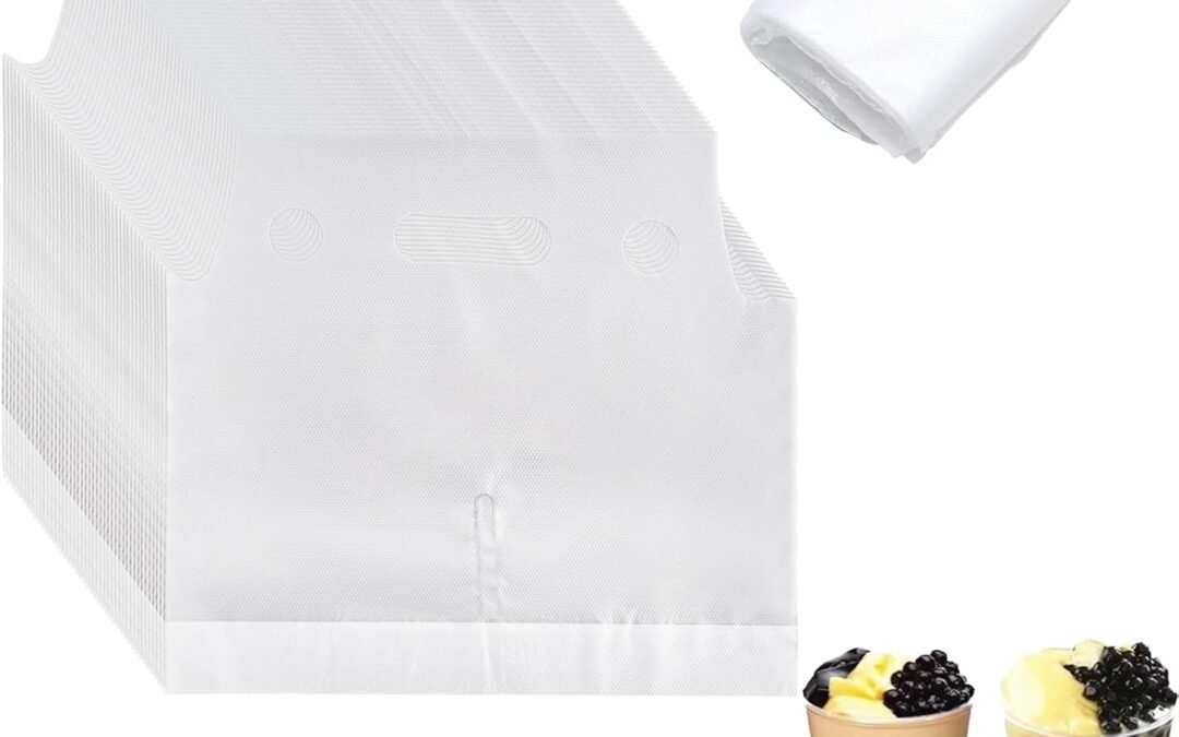 OEM 100 Pack Clear Handle Drink Drinking Poly Plastic Packaging Bags,Drink Carriers for Delivery Take Out Cup Holder Bar Restaurant Coffee Shop Supplies Cup Carrier (11.8×11 inches) Factory
